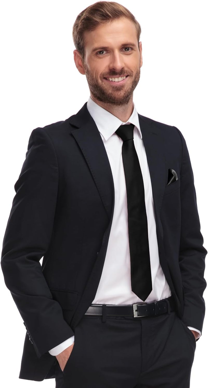 Trilece Ties for Men - Mens Solid Color Formal Necktie and Pocket Square Sets - Image 2